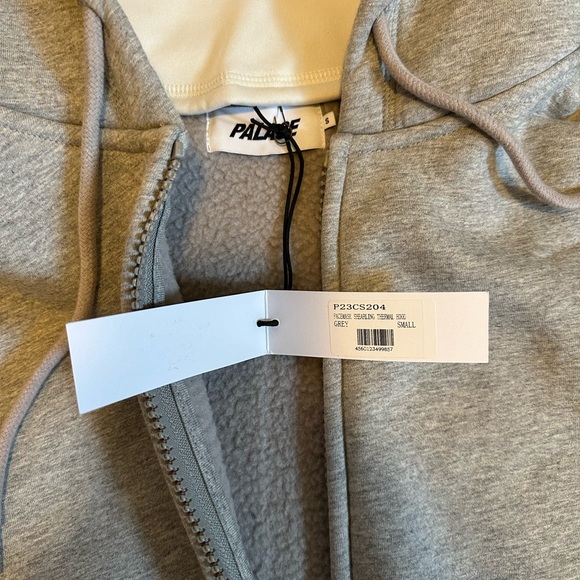 NWT 2023 PALACE FACEMASK SHEARLING THERMAL ZIP HOODIE GREY SZ. SMALL - Picture 7 of 16
